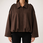 Jessica | Womens Suede Bomber Jacket Aviator Zip Up Outerwear, Brown