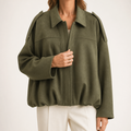 Jessica | Womens Suede Bomber Jacket Aviator Zip Up Outerwear, Green