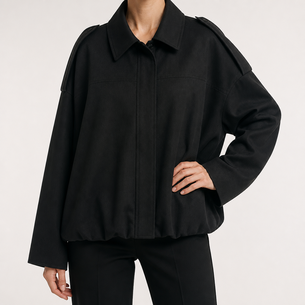 Jessica | Womens Suede Bomber Jacket Aviator Zip Up Outerwear, Black