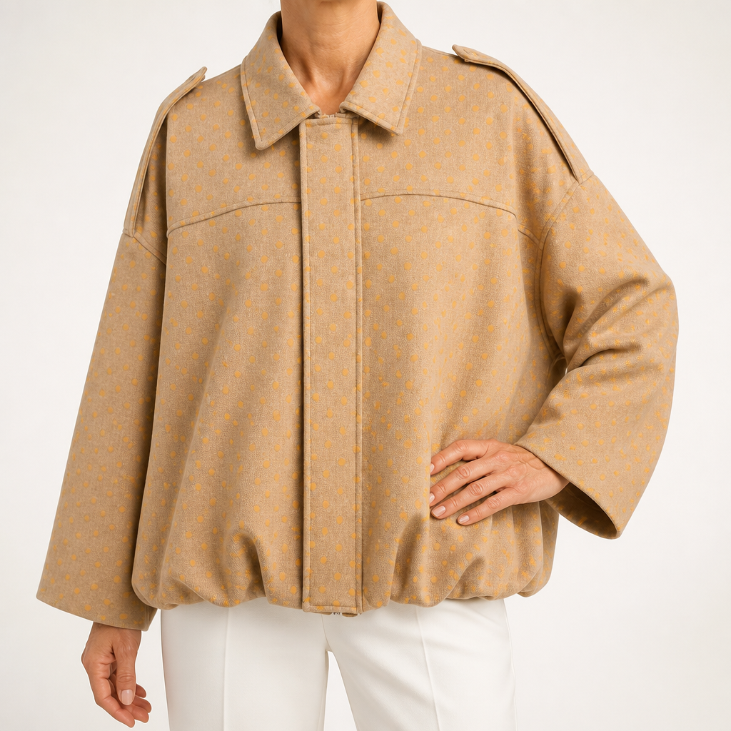 Jessica | Womens Suede Bomber Jacket Aviator Zip Up Outerwear, Khaki 2