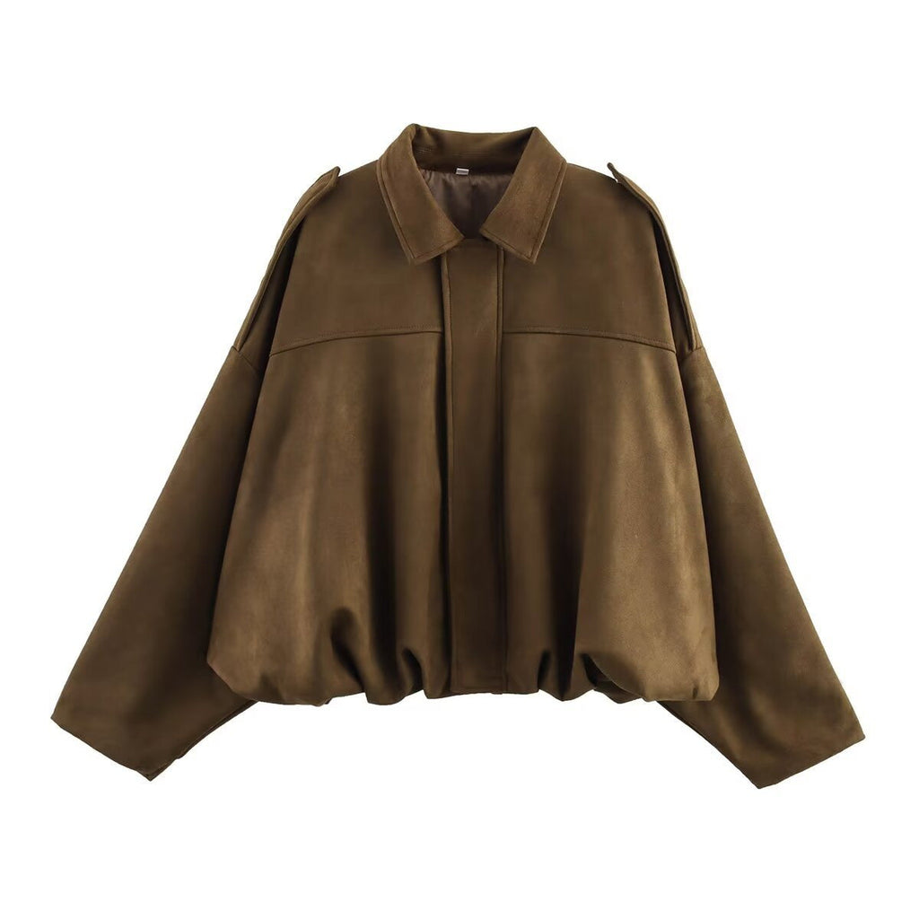 Jessica | Womens Suede Bomber Jacket Aviator Zip Up Outerwear
