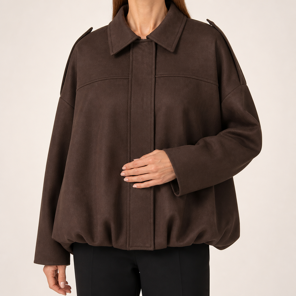 Jessica | Womens Suede Bomber Jacket Aviator Zip Up Outerwear, Brown 2