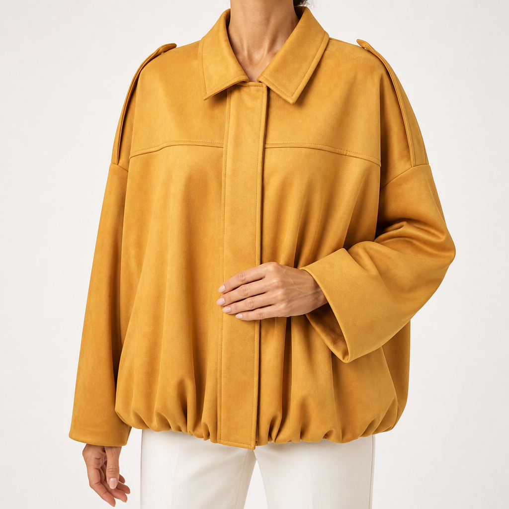 Jessica | Womens Suede Bomber Jacket Aviator Zip Up Outerwear, Tan