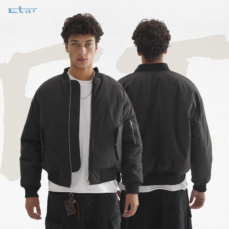 Jim | Mens Water Resistant Lined Winter Zip Up Black Bomber Jacket