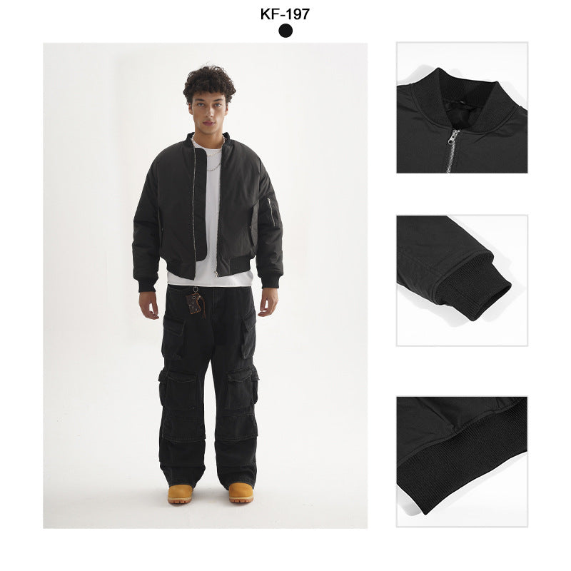 Jim | Mens Water Resistant Lined Winter Zip Up Black Bomber Jacket