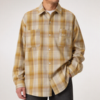 Jimmy | Mens Plaid Cotton Button Up Long Sleeve Casual Shirt Jacket, Yellow