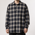 Jimmy | Mens Plaid Cotton Button Up Long Sleeve Casual Shirt Jacket, Navy Blue