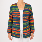 Joanna | Womens Colorful Print Knit Cardigan Loose Long Sleeve Sweater, Blue