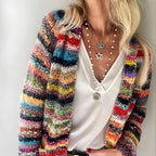 Joanna | Womens Colorful Print Knit Cardigan Loose Long Sleeve Sweater