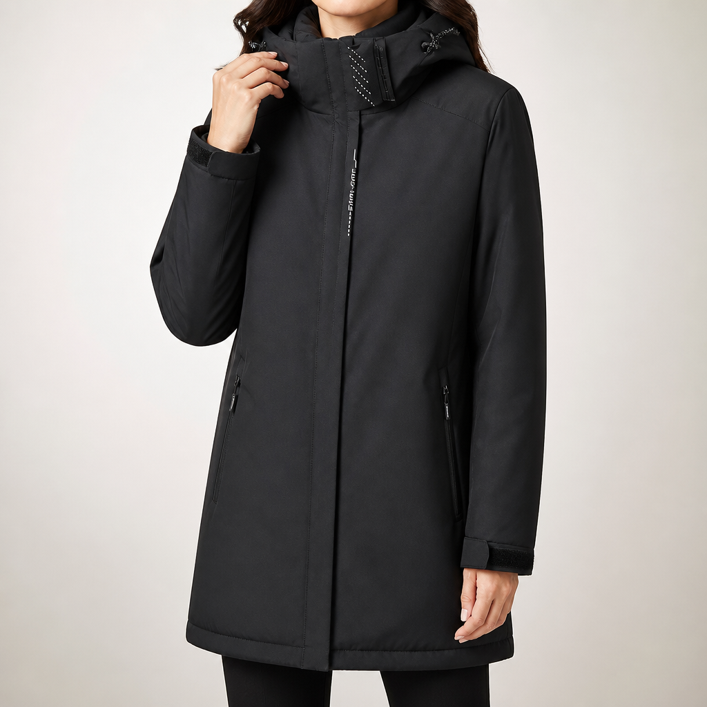 Joanne | Womens Waterproof Windproof Hooded Outdoor Ski Jacket Snow Coat, Black
