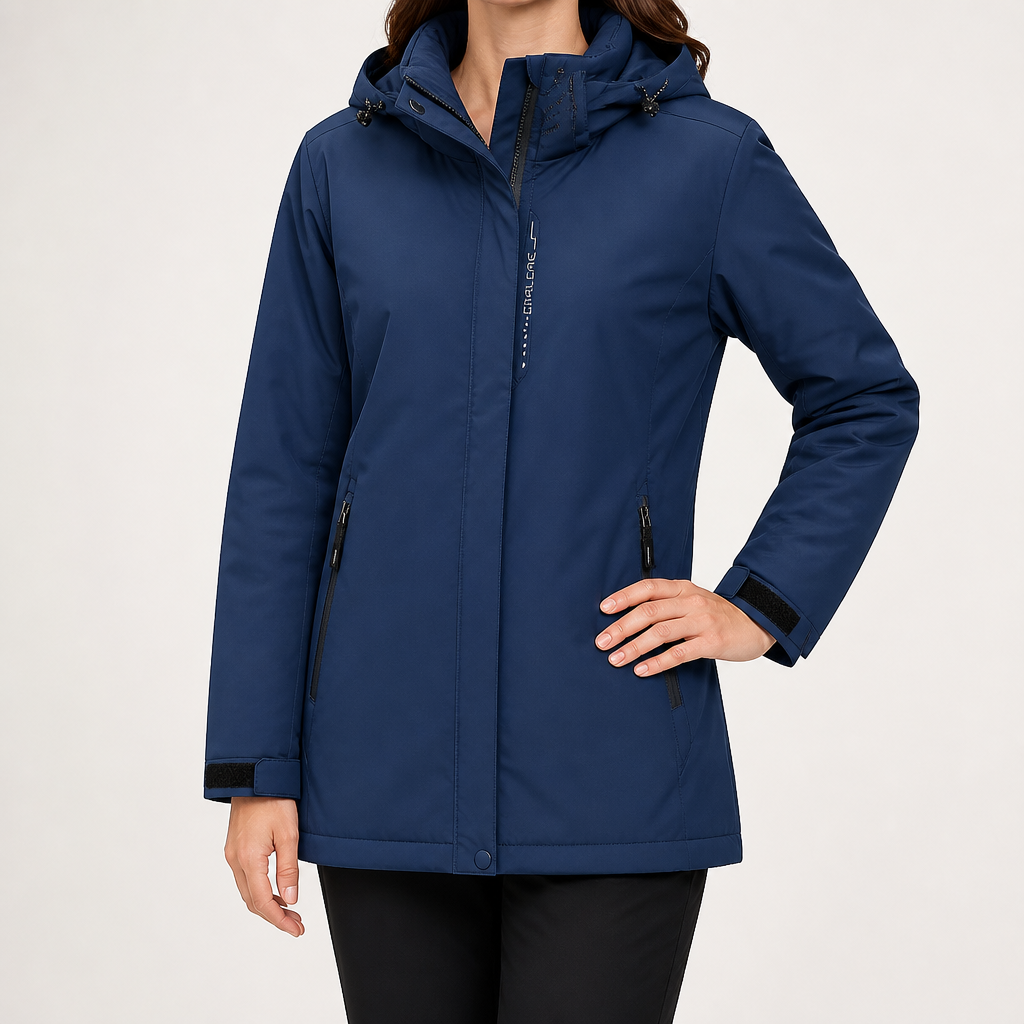 Joanne | Womens Waterproof Windproof Hooded Outdoor Ski Jacket Snow Coat, Dark Blue