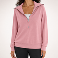 Jocelyn | Womens Half Zip Stand Collar Long Sleeve Running Workout Yoga Top, Pink