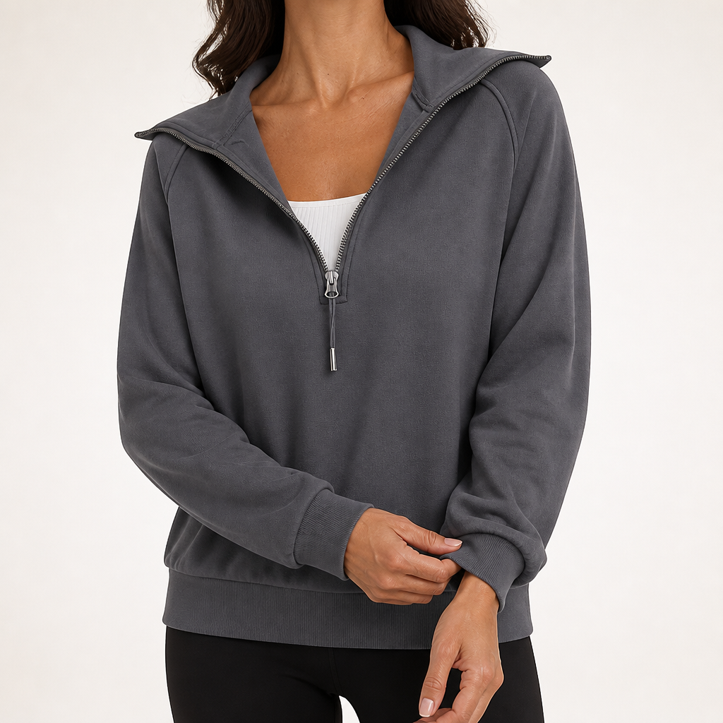 Jocelyn | Womens Half Zip Stand Collar Long Sleeve Running Workout Yoga Top, Design 1