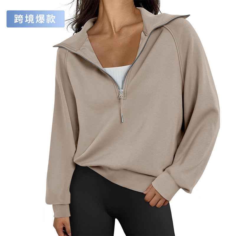 Jocelyn | Womens Half Zip Stand Collar Long Sleeve Running Workout Yoga Top