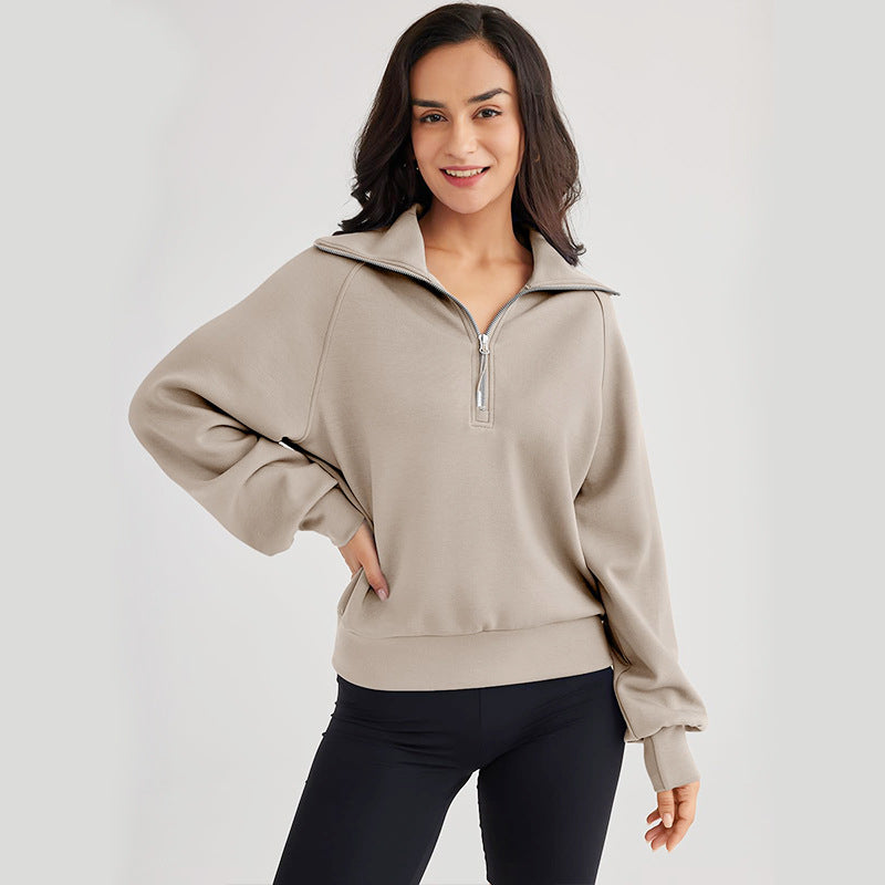 Jocelyn | Womens Half Zip Stand Collar Long Sleeve Running Workout Yoga Top
