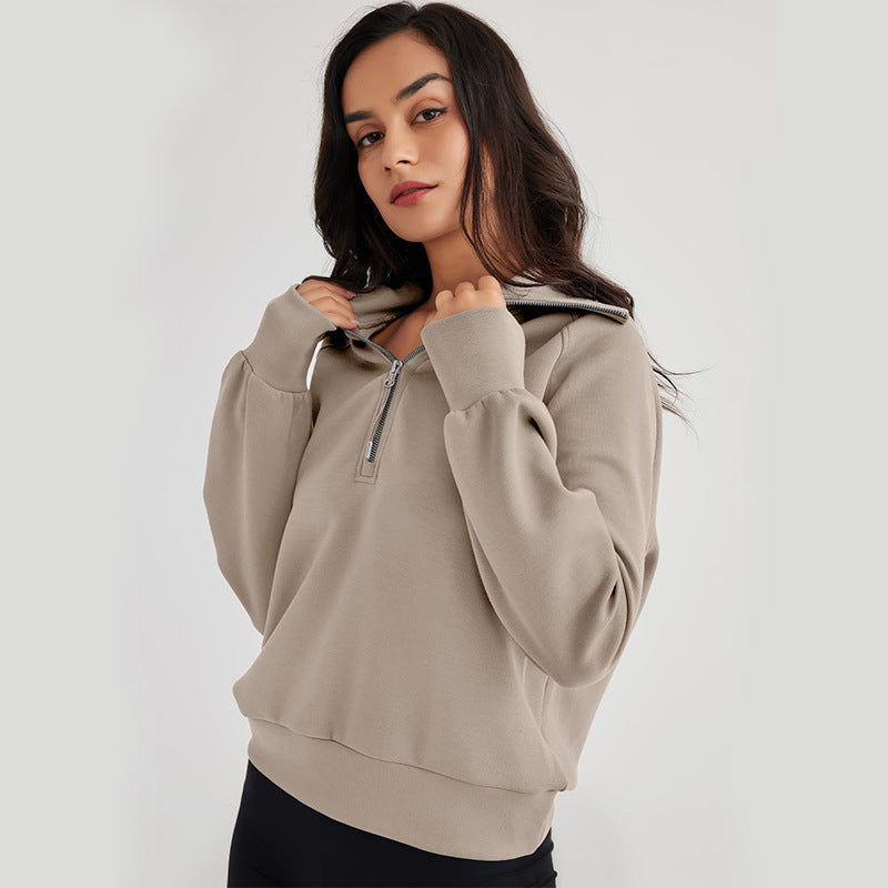 Jocelyn | Womens Half Zip Stand Collar Long Sleeve Running Workout Yoga Top