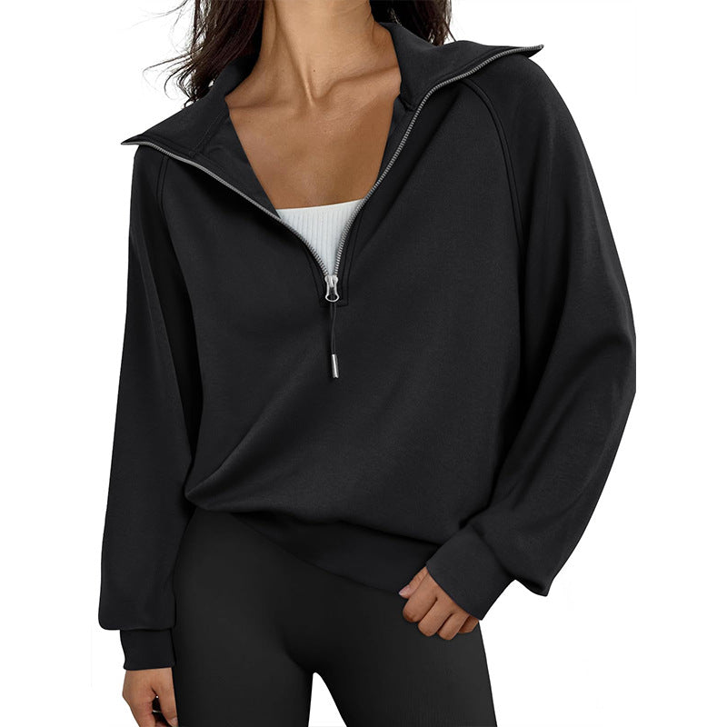 Jocelyn | Womens Half Zip Stand Collar Long Sleeve Running Workout Yoga Top
