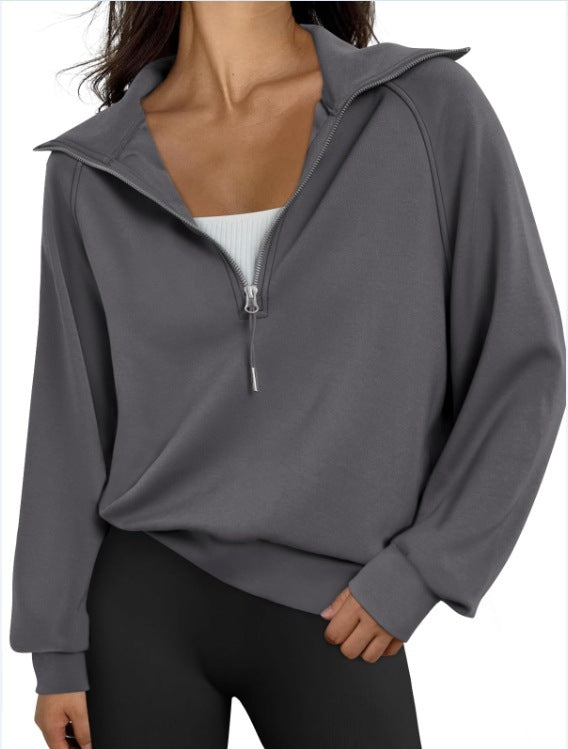 Jocelyn | Womens Half Zip Stand Collar Long Sleeve Running Workout Yoga Top