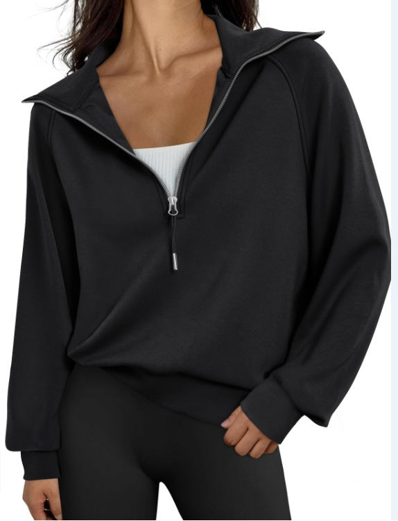 Jocelyn | Womens Half Zip Stand Collar Long Sleeve Running Workout Yoga Top