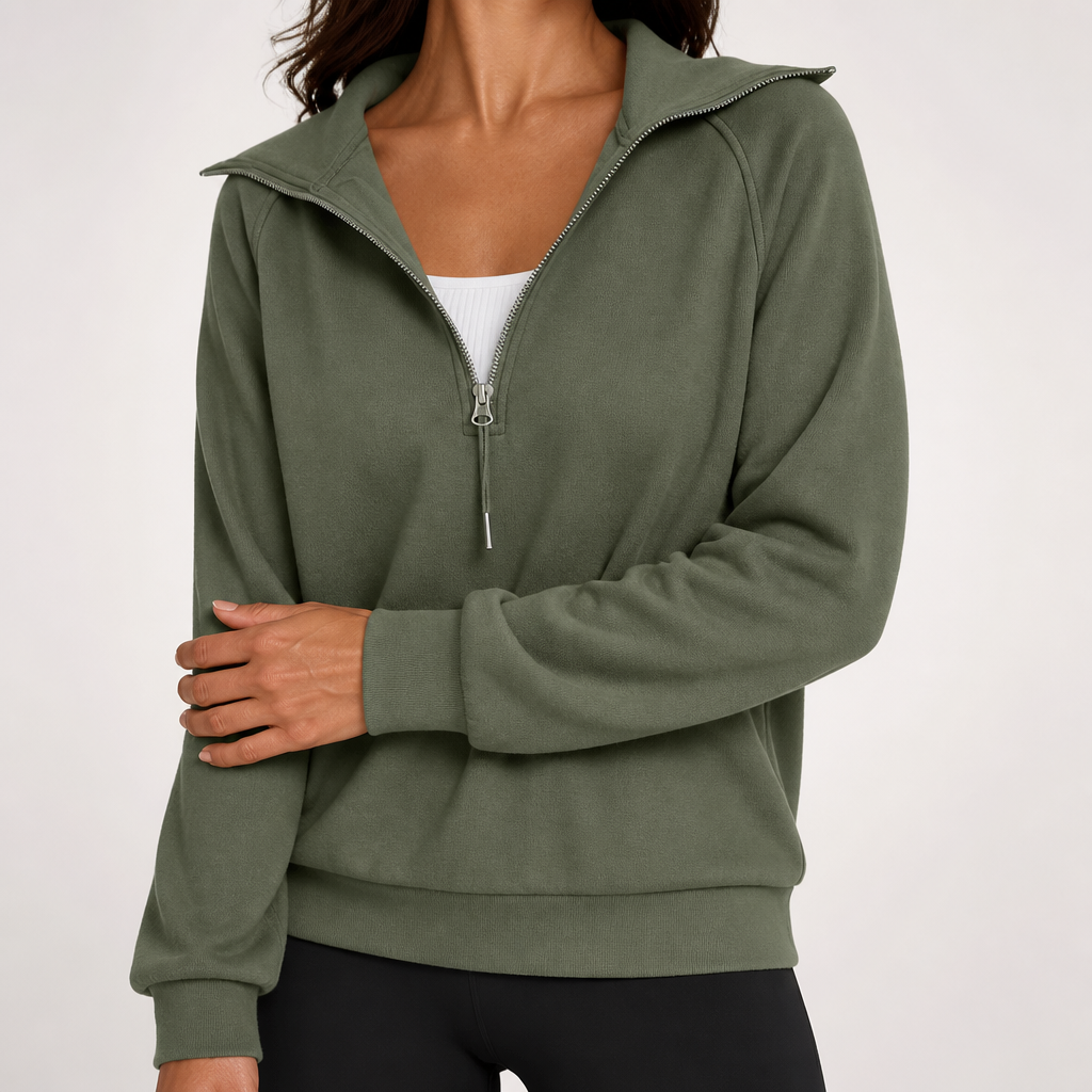 Jocelyn | Womens Half Zip Stand Collar Long Sleeve Running Workout Yoga Top, Design 6
