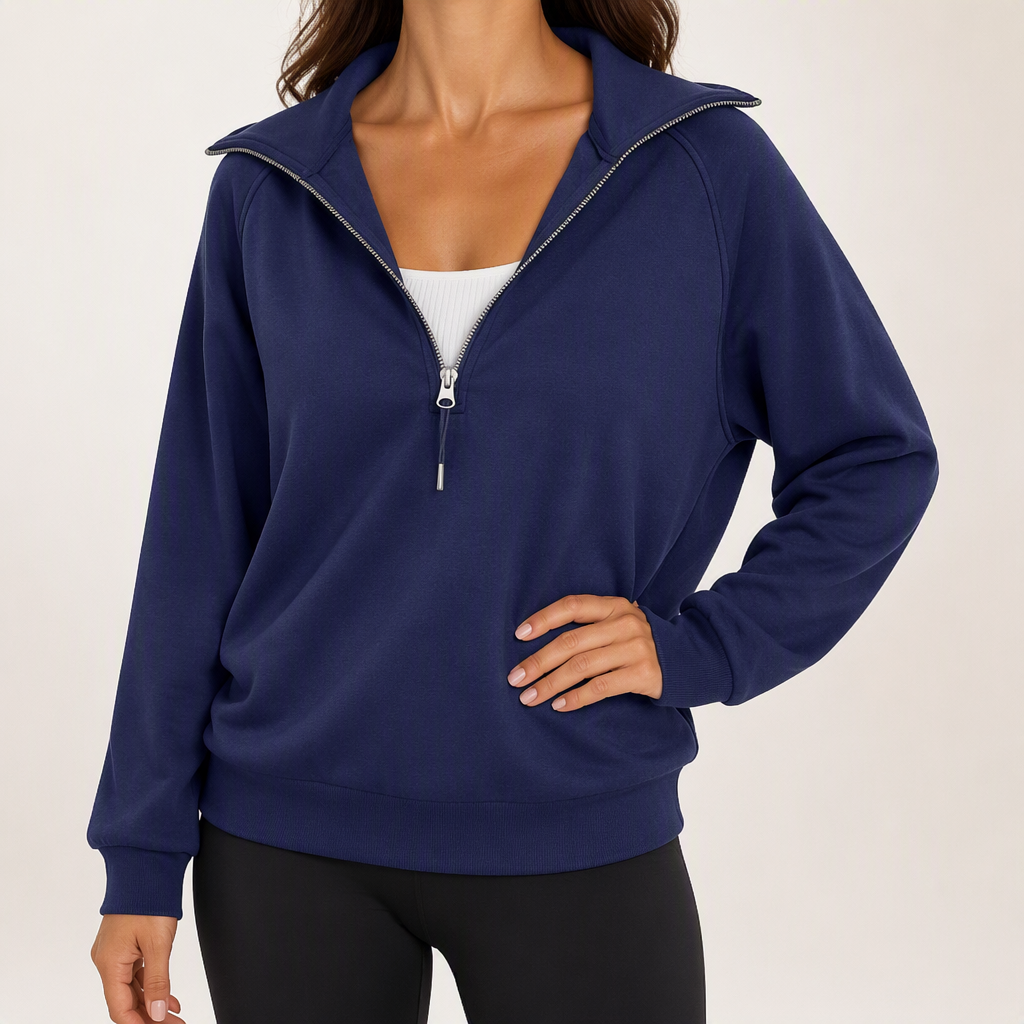 Jocelyn | Womens Half Zip Stand Collar Long Sleeve Running Workout Yoga Top, Design 2