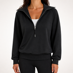 Jocelyn | Womens Half Zip Stand Collar Long Sleeve Running Workout Yoga Top, Black