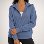 Jocelyn | Womens Half Zip Stand Collar Long Sleeve Running Workout Yoga Top, Blue