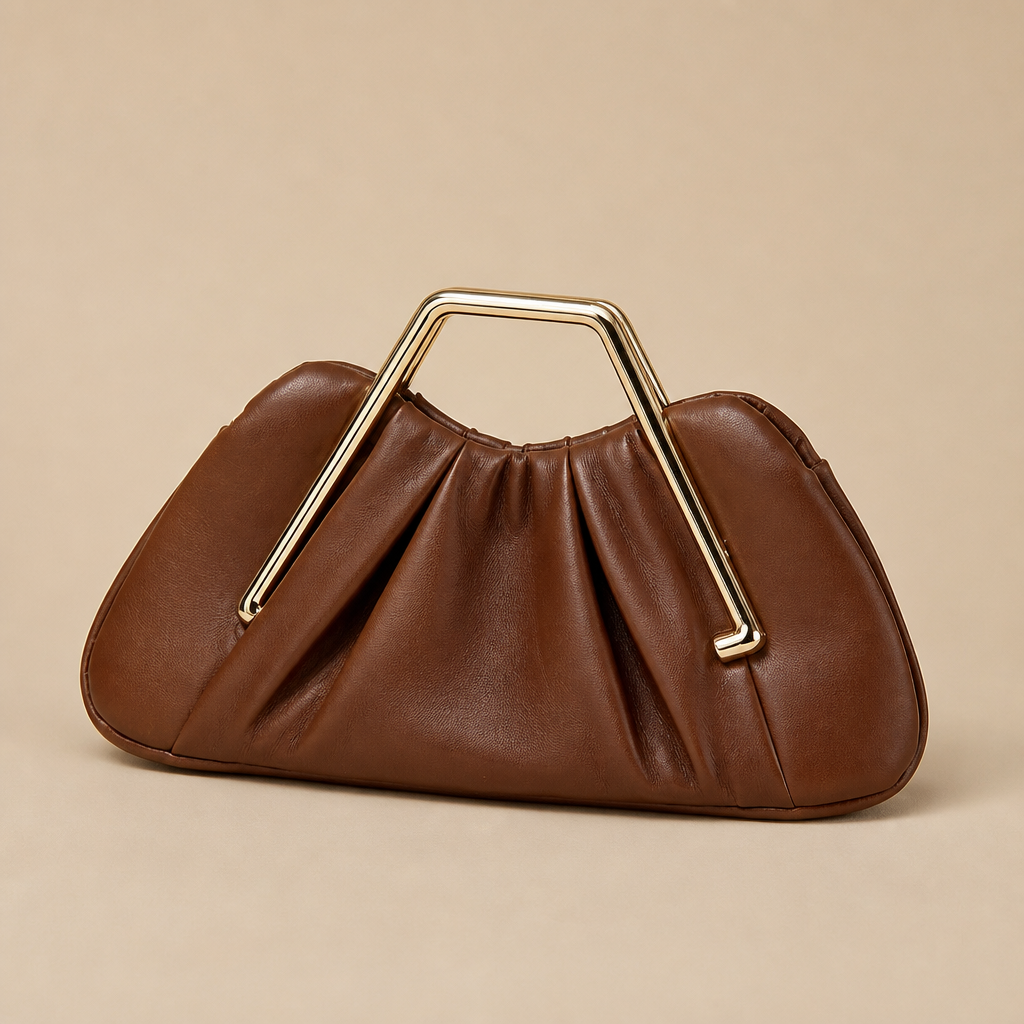 Jodie | Womens Clutch Purse Evening Bag Dinner Party Formal Handbag, Brown