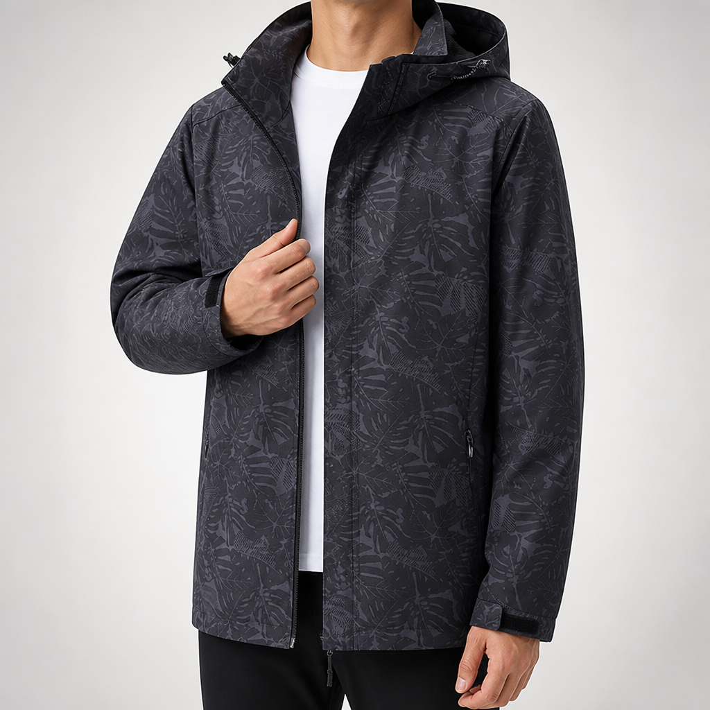 John | Mens Waterproof Windproof Hooded Softshell Outdoor Jacket, Black Gray