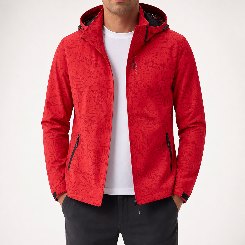 John | Mens Waterproof Windproof Hooded Softshell Outdoor Jacket, Red