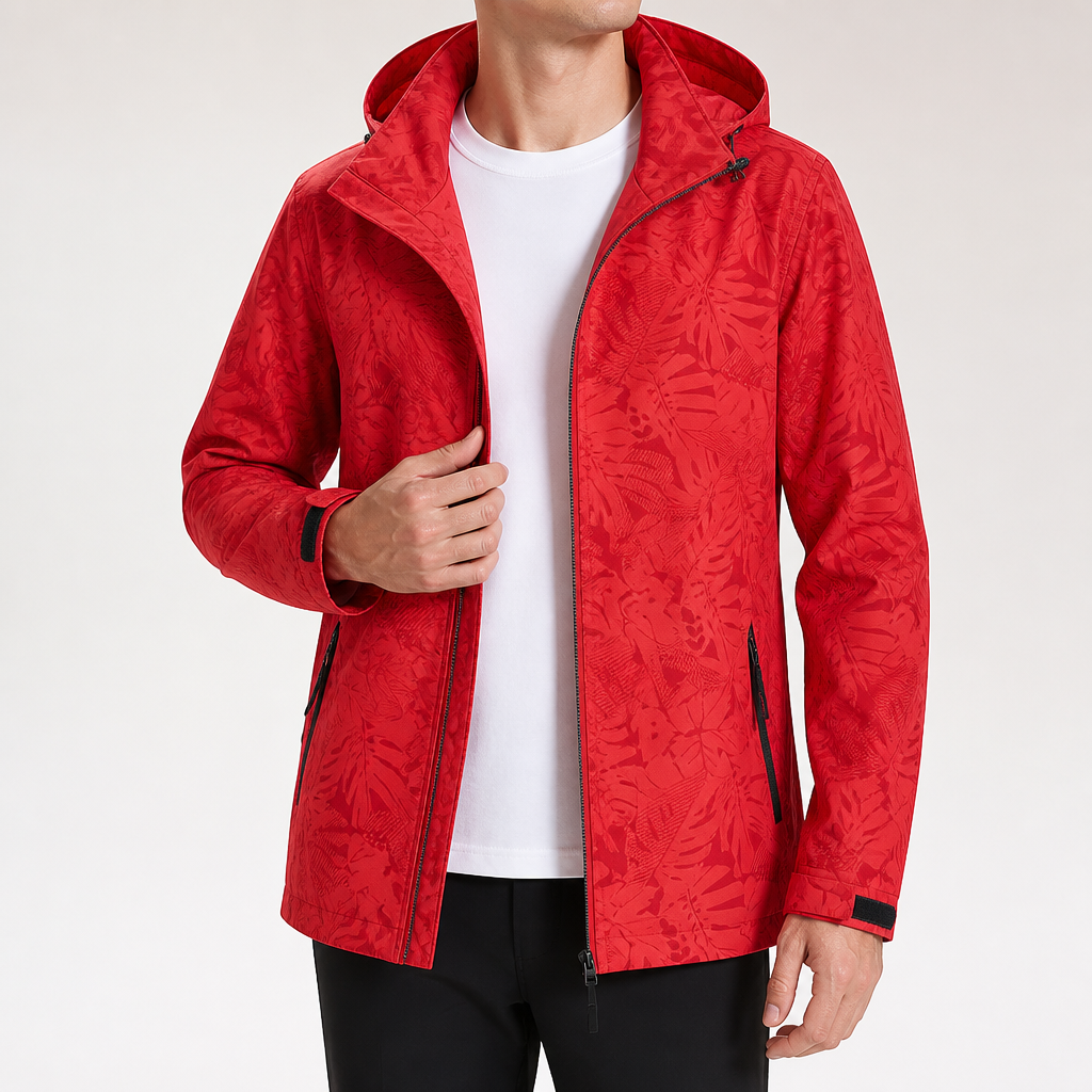 John | Mens Waterproof Windproof Hooded Softshell Outdoor Jacket, Red 2