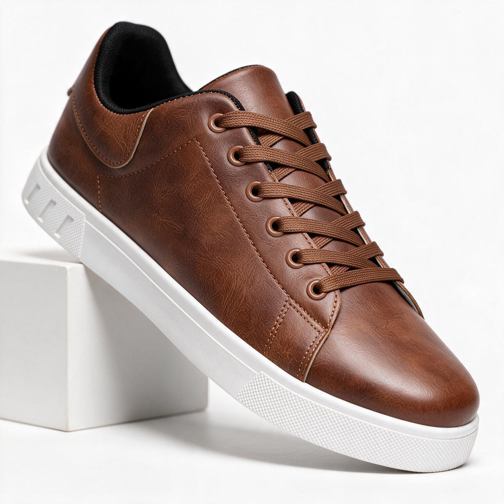Johnny | Mens Leather Sneakers Breathable Lightweight Casual Shoes