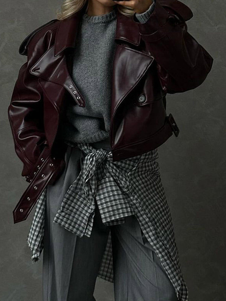 Jolene | Womens Biker Motorcycle Moto Lapel Collar Leather Jacket