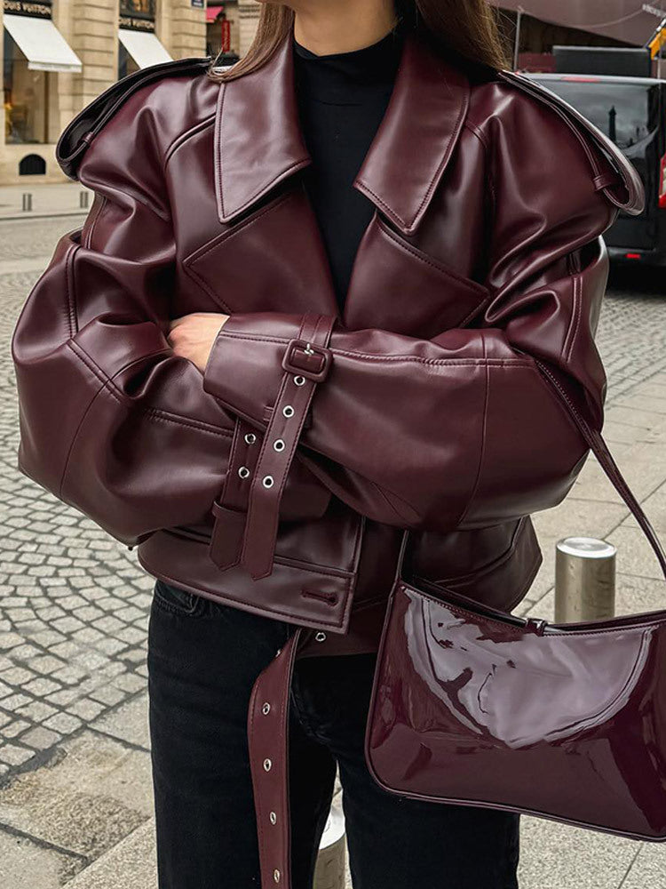 Jolene | Womens Biker Motorcycle Moto Lapel Collar Leather Jacket