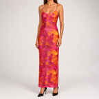Jolie | Womens Printed Mesh Bodycon Mermaid Maxi Dress Long Sleeve Party Wedding Guest, Print
