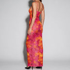 Jolie | Womens Printed Mesh Bodycon Mermaid Maxi Dress Long Sleeve Party Wedding Guest