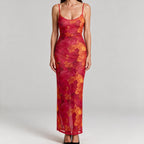 Jolie | Womens Printed Mesh Bodycon Mermaid Maxi Dress Long Sleeve Party Wedding Guest