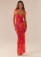 Jolie | Womens Printed Mesh Bodycon Mermaid Maxi Dress Long Sleeve Party Wedding Guest