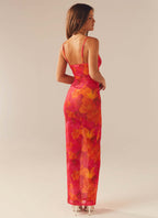 Jolie | Womens Printed Mesh Bodycon Mermaid Maxi Dress Long Sleeve Party Wedding Guest