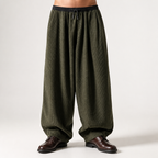 Jon | Mens Corduroy Wide Leg Loose Straight Casual Pants, Army Green