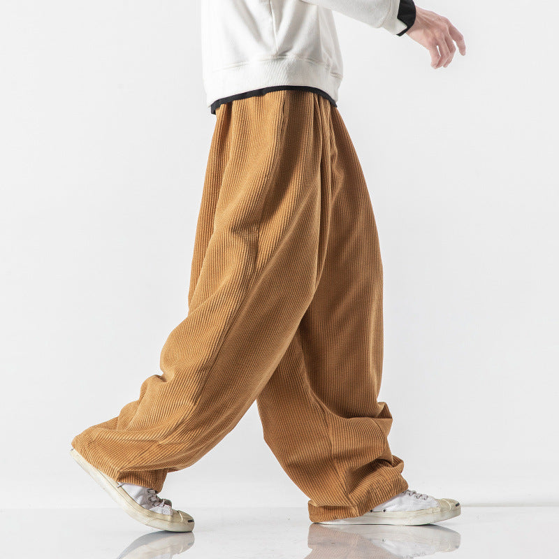 Jon | Mens Corduroy Wide Leg Loose Straight Casual Pants
