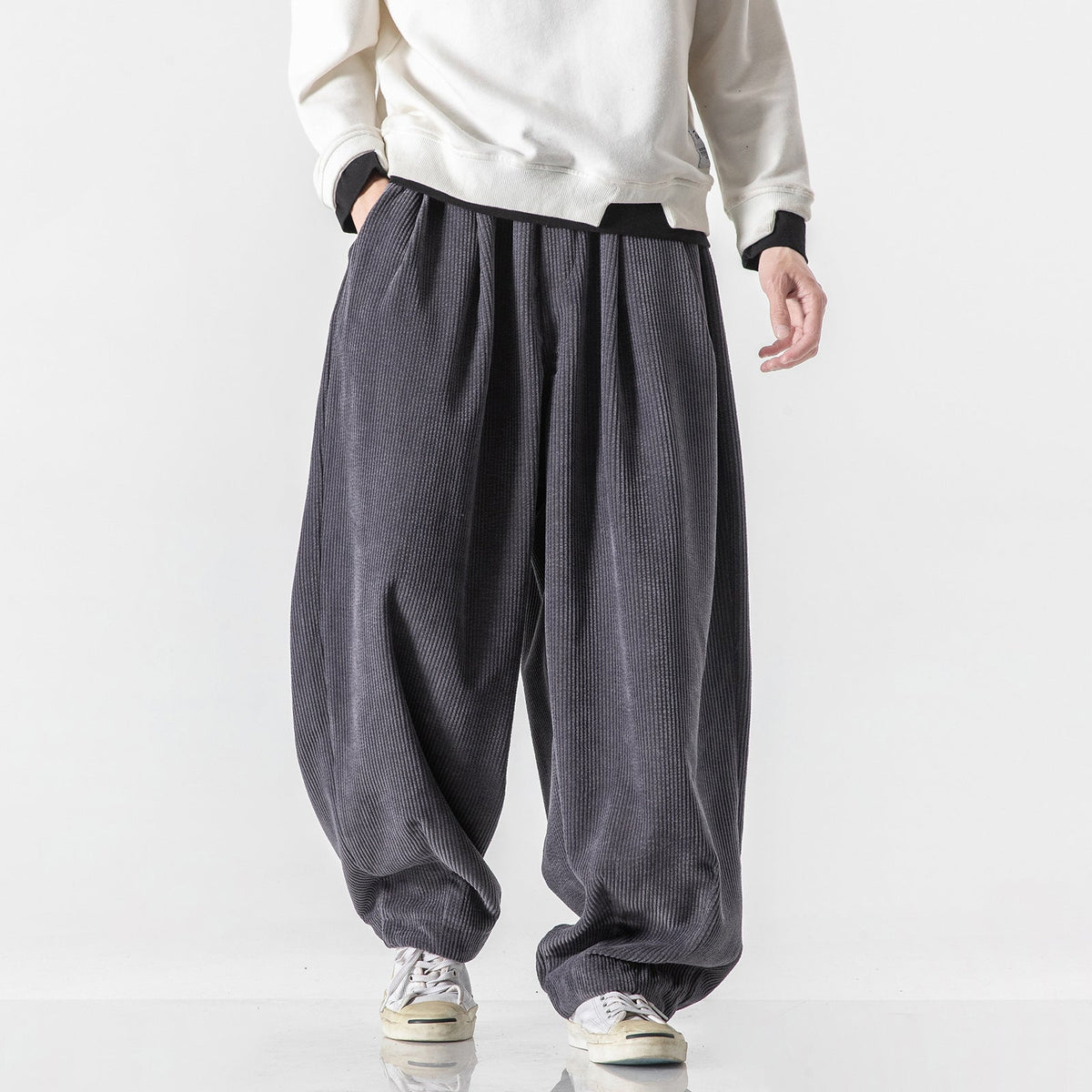 Jon | Mens Corduroy Wide Leg Loose Straight Casual Pants