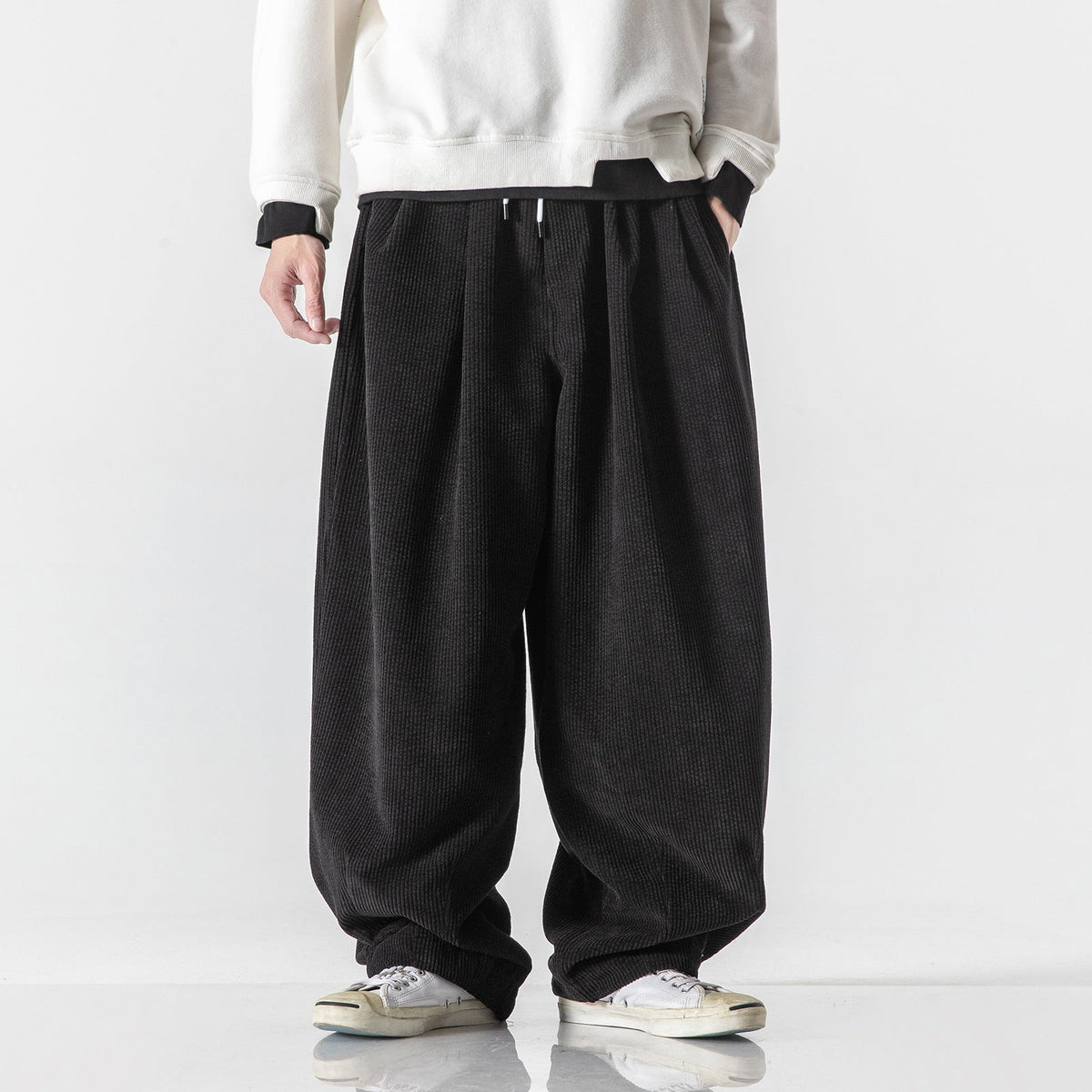 Jon | Mens Corduroy Wide Leg Loose Straight Casual Pants