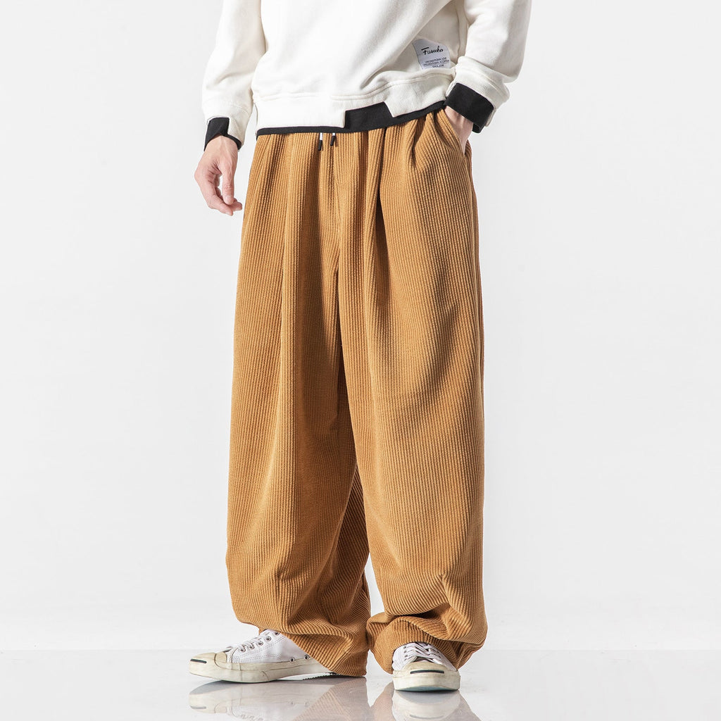 Jon | Mens Corduroy Wide Leg Loose Straight Casual Pants