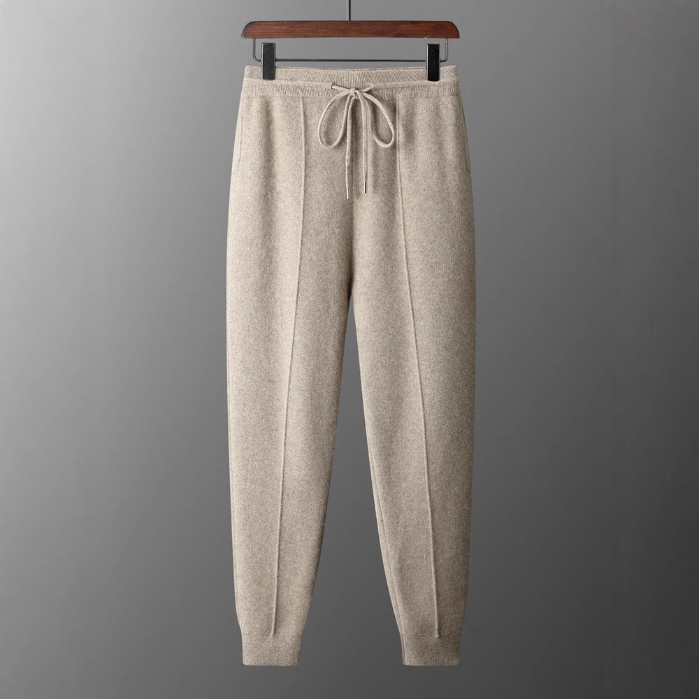 Jonathan | Mens Wool Knit Sweatpants Tapered Joggers Elastic Waist Lounge Pants
