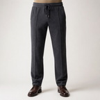 Jonathan | Mens Wool Knit Sweatpants Tapered Joggers Elastic Waist Lounge Pants, Dark Grey