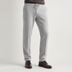 Jonathan | Mens Wool Knit Sweatpants Tapered Joggers Elastic Waist Lounge Pants, Light Grey