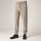 Jonathan | Mens Wool Knit Sweatpants Tapered Joggers Elastic Waist Lounge Pants, Camel