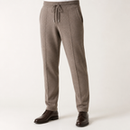 Jonathan | Mens Wool Knit Sweatpants Tapered Joggers Elastic Waist Lounge Pants, Dark Camel
