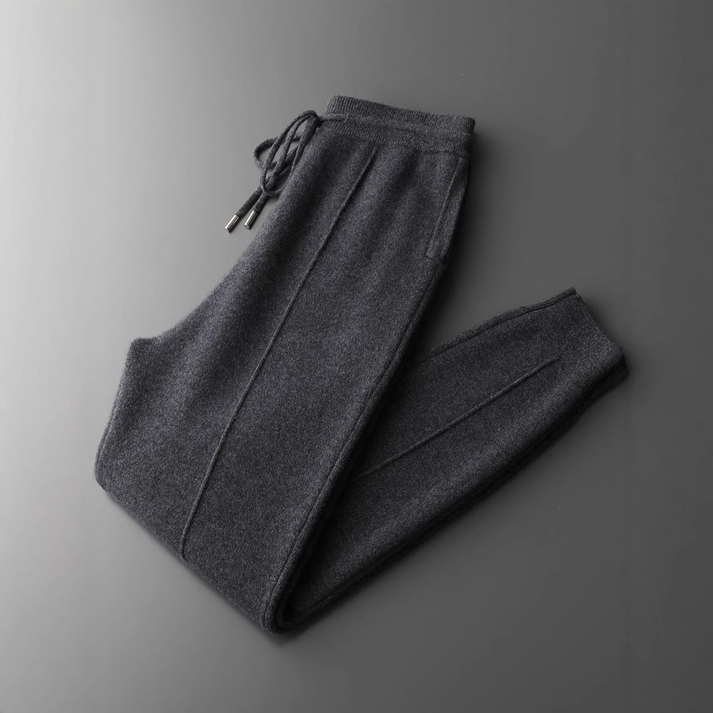 Jonathan | Mens Wool Knit Sweatpants Tapered Joggers Elastic Waist Lounge Pants
